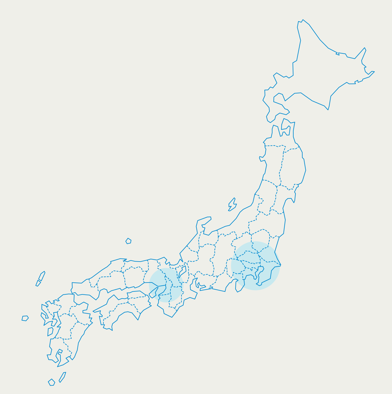 関西と関東に拠点を置き、各種ネットワーク事業に取り組んでいます。